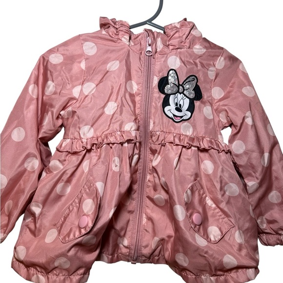 Disney Junior Toddler Girl Minnie Mouse Rain Jacket Size 18 Months Pink - Picture 3 of 10